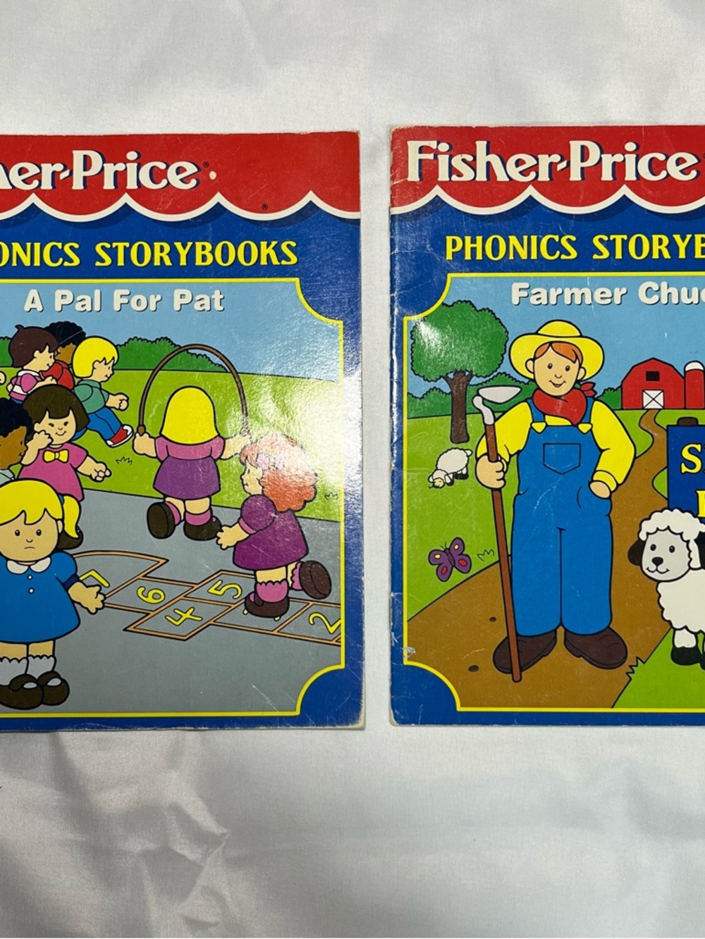 Vintage 1998 Fisher Price Phonics Books Lot Pat Farmer Chuck Kids PB